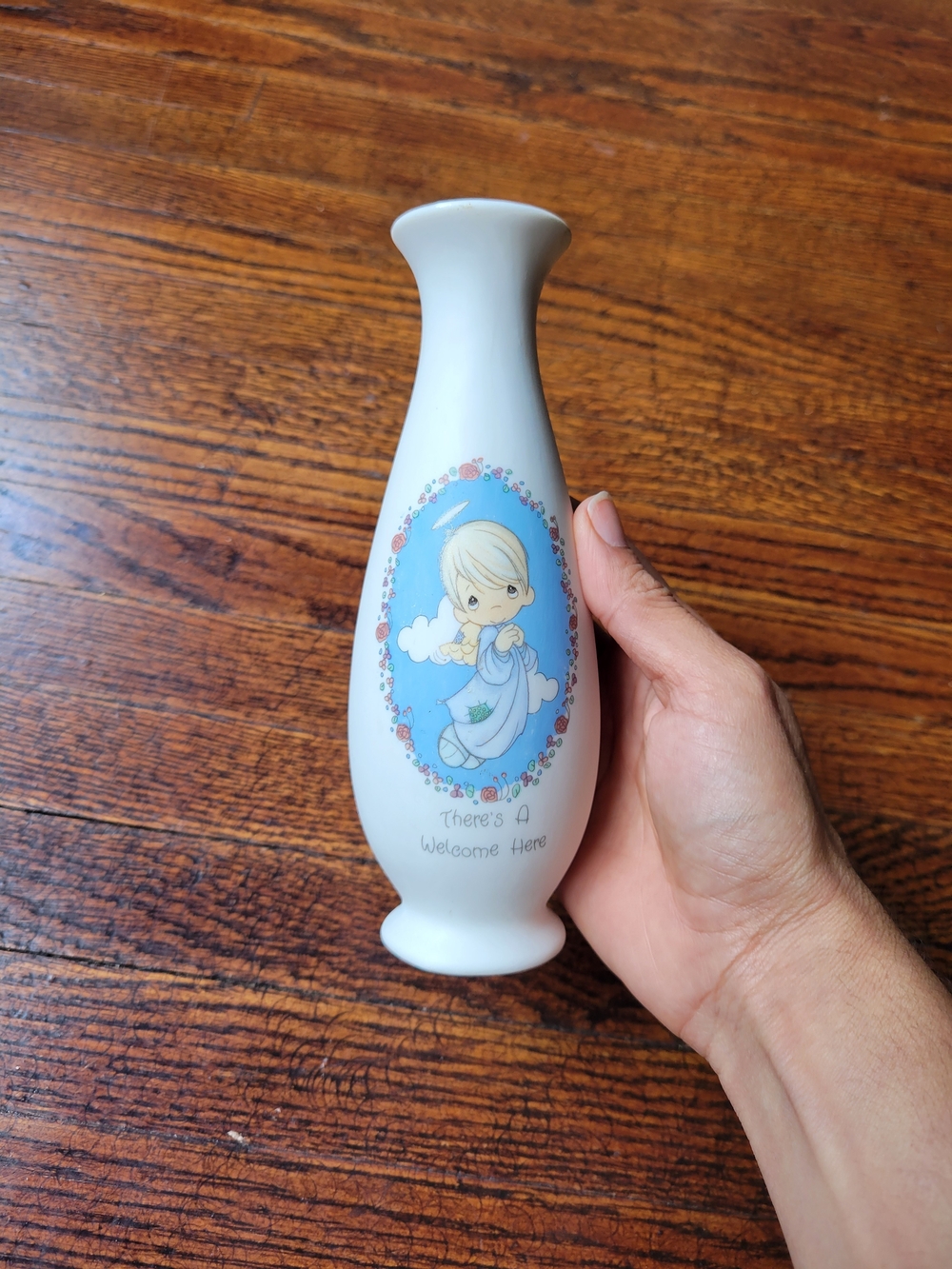 1992 Enesco Precious Moments Bud Vase, "There's a Welcome Here" Collectible